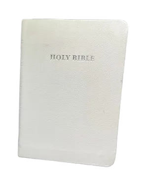 Anglais, Bible de mariage King James Version, petit modèle, cuir, blanche, tranche argent