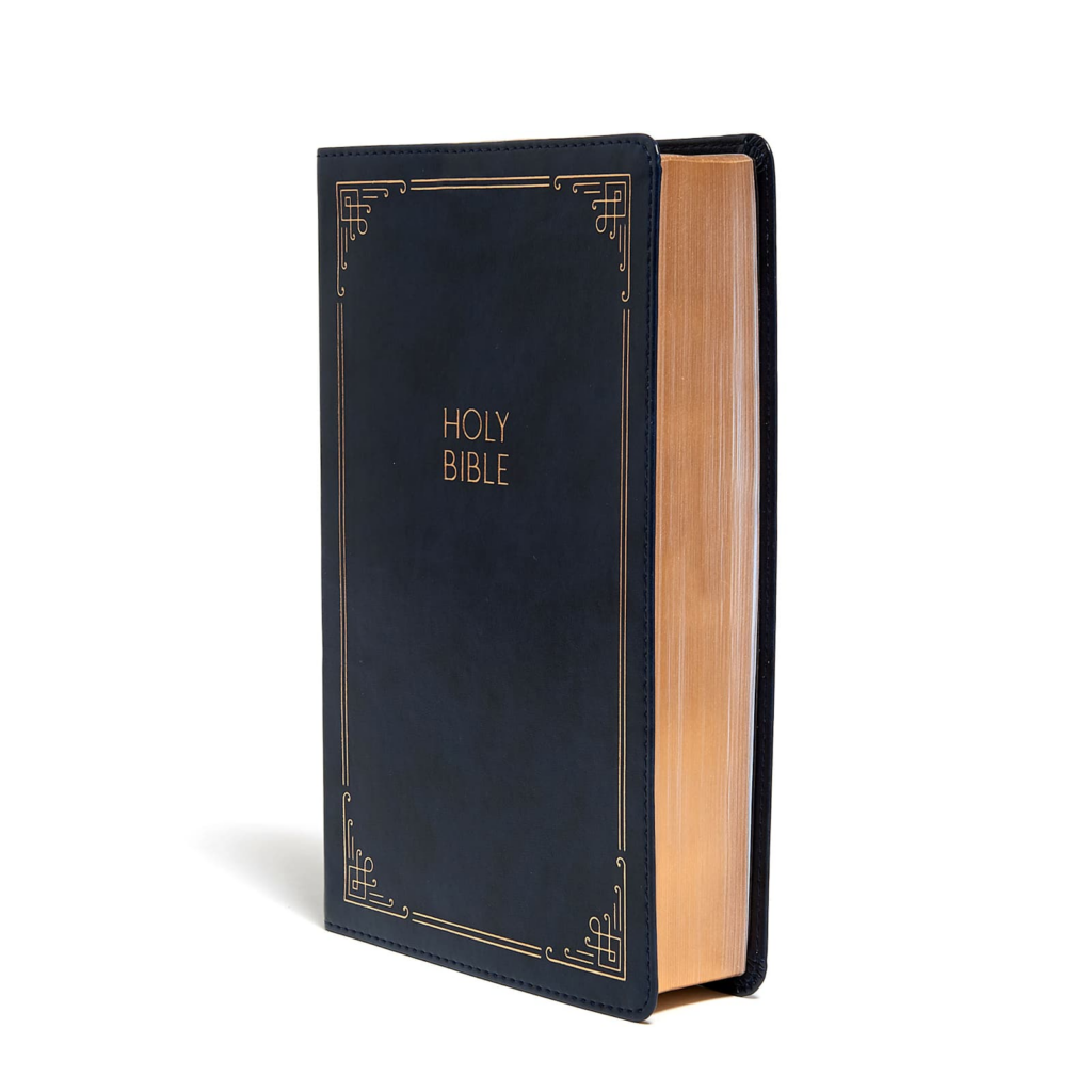 Anglais, Bible, King James Version, gros caractères, format compact, similicuir, bleu marine,...