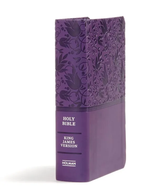 Anglais, Bible de référence King James Version, grand caractères, compact, similicuir, violette -...