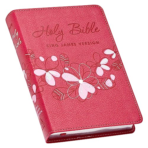 Anglais, Bible, King James Version, format poche, similicuir rose, paroles de Jésus en rouge -...