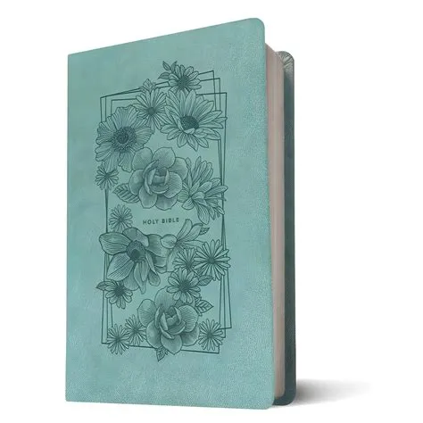 Anglais, Bible, New Living Translation, Filament Edition, similicuir turquoise, motif bouquet -...