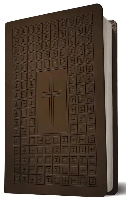 Anglais, Bible, New Living Translation, similicuir, marron foncé, motif croix - NLT Premium Value...