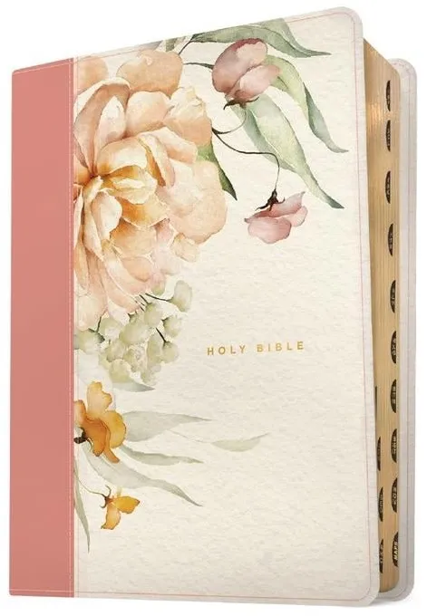 NLT Wide Margin Bible, Filament-Enabled Edition (Leatherlike, Dusty Pink Blossoms, Indexed)