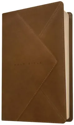Anglais, Bible de référence, New Living Translation, similicuir, brune, motif enveloppe