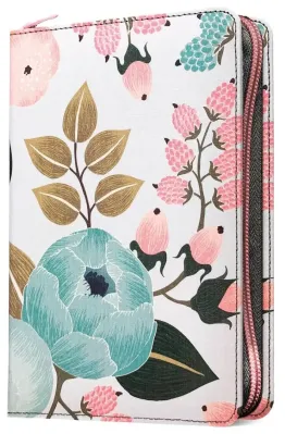 Anglais, Bible, New Living Translation, couverture florale, tissu, fermeture éclair - NLT Compact...
