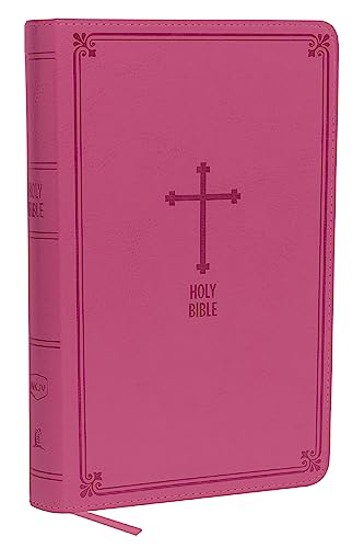 Anglais, Bible, NKJV, Deluxe Gift Bible - Vivella rose avec croix, tr. argentée, caractères agrandis