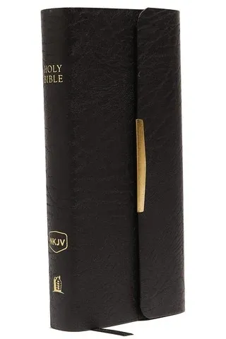 Anglais, Bible New King James Version, fibrocuir, bleue foncée,fermeture à rabat