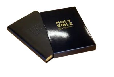 Anglais, Bible NIV, thinline - cuir, noire, tranche or