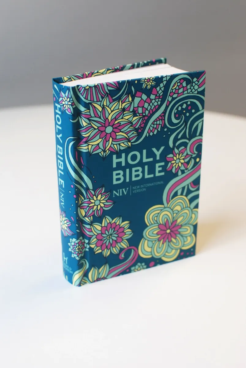 Anglais, Bible, NIV, pocket, couverture fleurs, turquoise - NIV Pocket Floral Hardback Bible