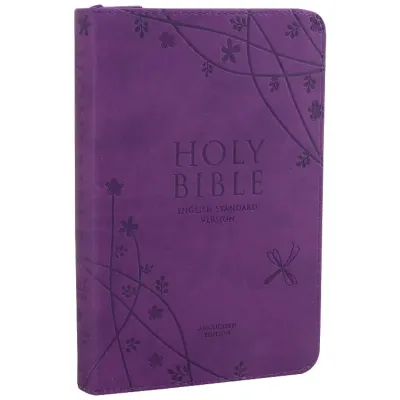 Anglais, Bible, English Standard Version, ESV, compact, violet, fermeture éclair