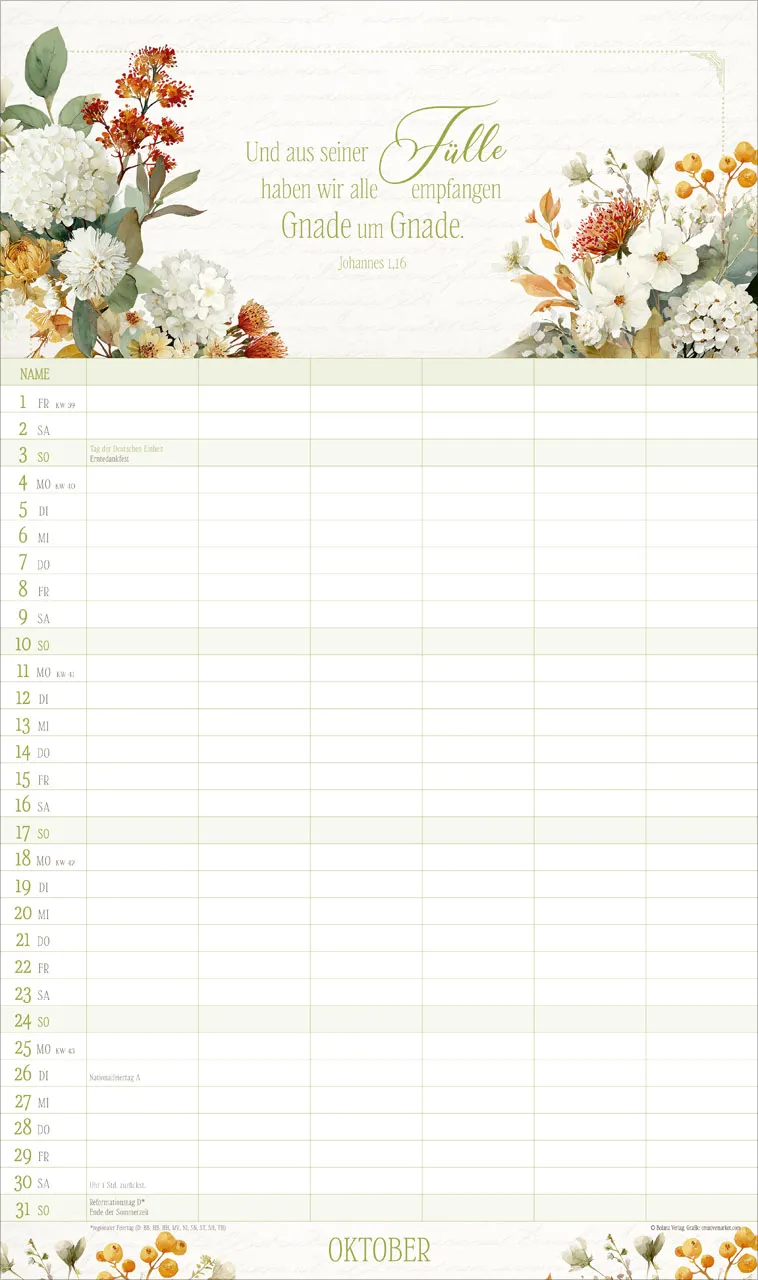 Poesie Familienplaner - Wandkalender