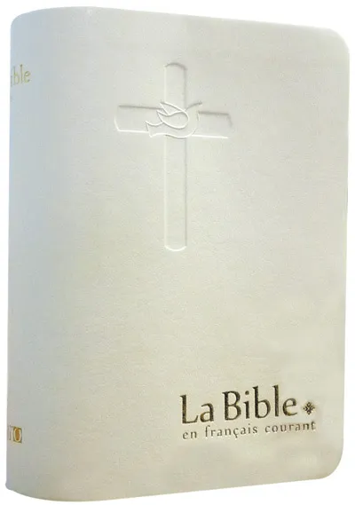 Bible en français courant, compacte, blanche - couverture semi rigide, vivella, tranche or