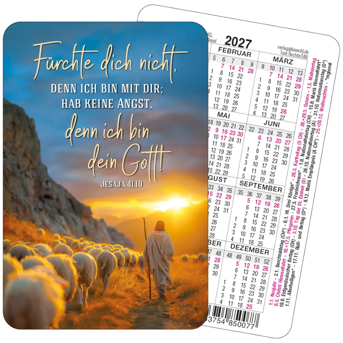 Hirte mit Jahreslosung 2027: Fürchte dich nicht - Foto-Motiv Spielkarten-Kalender