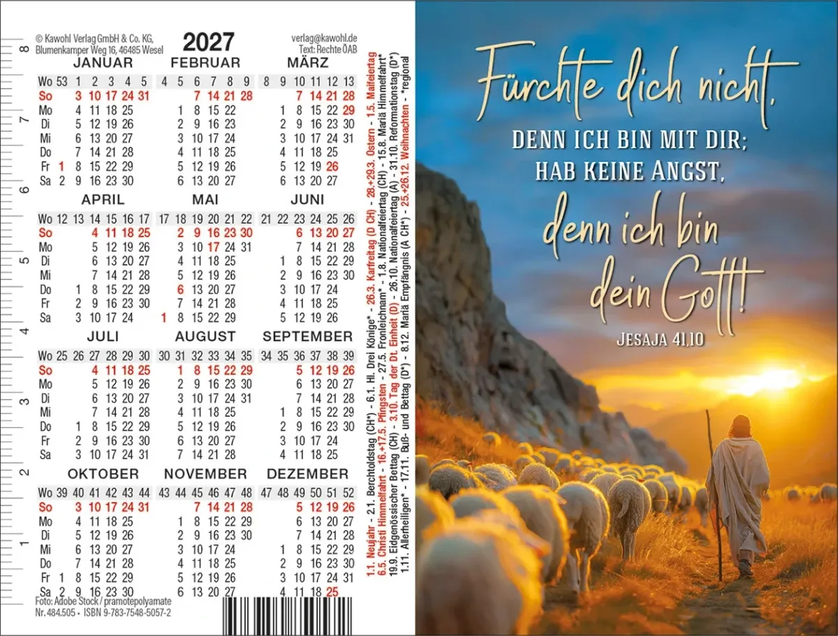Fürchte dich nicht, denn ich bin mit dir (Doppel-Spielkarten-Kalender) - Jahreslosung 2027 -...