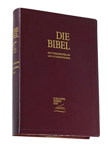 Allemand, Bible Schlachter 2000 d'étude - Fibrocuir, tranche or, grenat