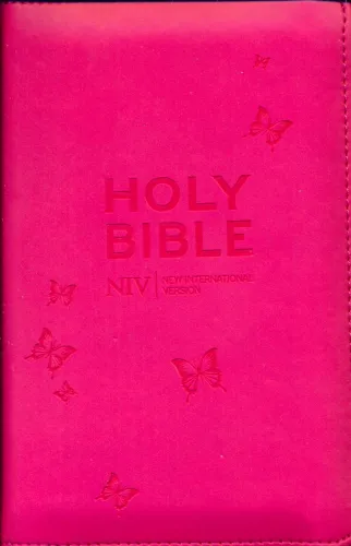 Anglais, Bible,  NIV, poche, souple, rose, fermeture éclair, tranche argent