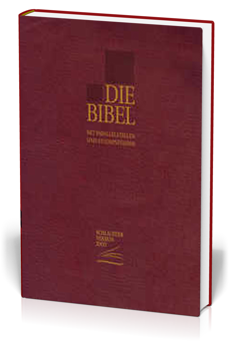 Allemand, Bible Schlachter 2000 d'étude de poche avec parallèles - fibrocuir, tranches or, grenat