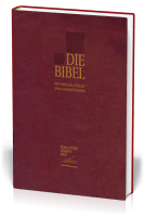 Allemand, Bible Schlachter 2000 d'étude de poche avec parallèles - fibrocuir, tranches or, grenat
