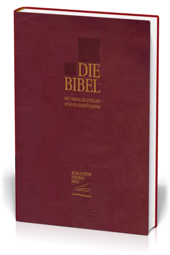 ALLEMAND, BIBLE SCHLACHTER 2000, ÉTUDE POCHE AVEC PARALLÈLES, FIBROCUIR, TR. OR, GRENAT