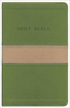 Anglais, Bible King James Version, moyen format, gros caracteres, duo beige/olive, tranche or