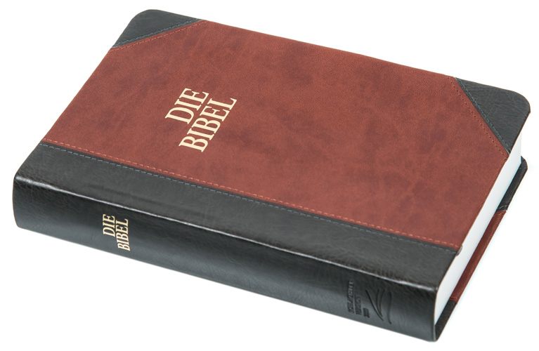 Allemand, Bible Schlachter 2000 [poche] références, parallèles, similicuir gris-brun [nouvelle orthographe] reliure cousue