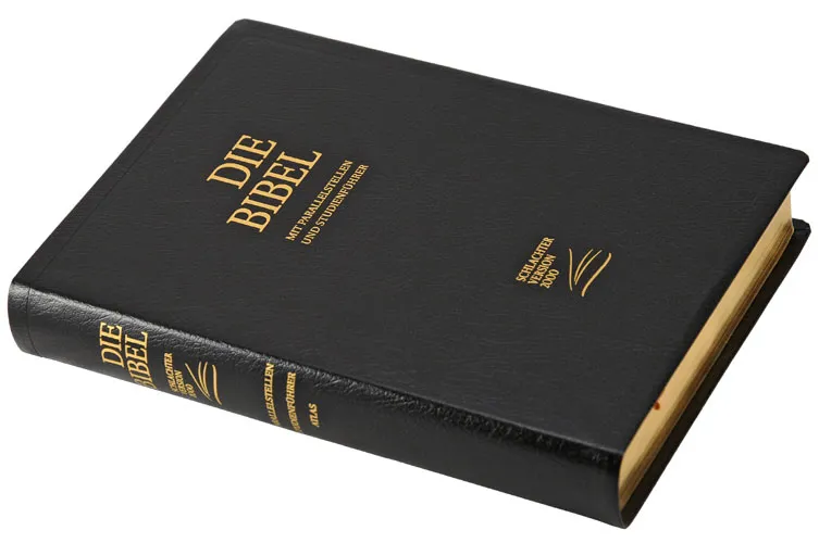 ALLEMAND, BIBLE SCHLACHTER 2000, ÉTUDE, FIBROCUIR,TR. OR, NOIR