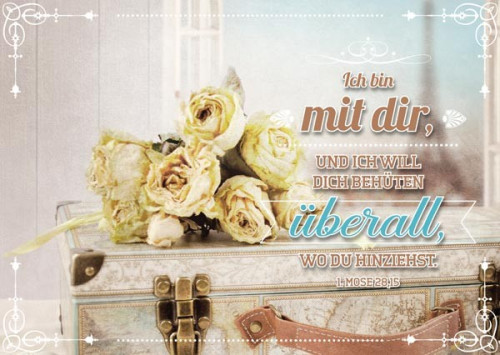 PK GELBE ROSEN AUF KOFFER, 12 STÜCK - POSTKARTE