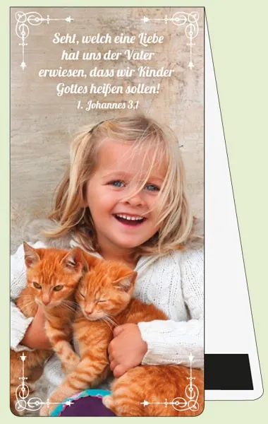 Magnet Lesezeichen Mädchen mit Kätzchen