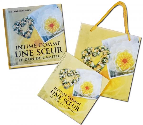 Intime comme une sœur - Livret de voeux avec un petit sac