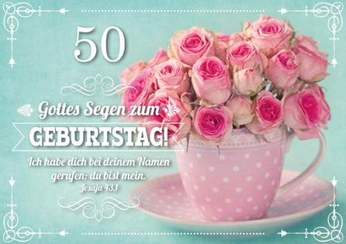 Doppelkarte Geburtstag 50 Rosen in Tasse