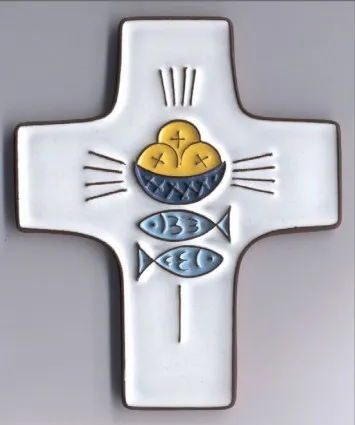CROIX CERAMIQUE PAINS ET POISSONS