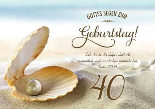 Doppelkarte Geburtstag 40 Perle in Muschel