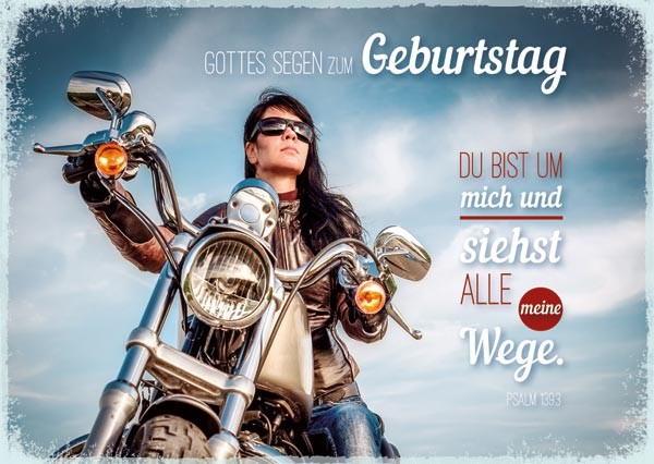 Postkarte Geburtstag Motorrad - 12 Stück pro Päckchen