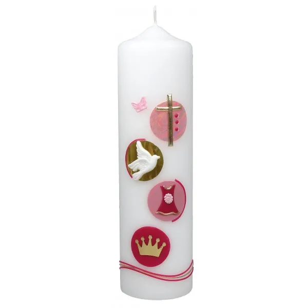 Bougie de naissance motifs roses