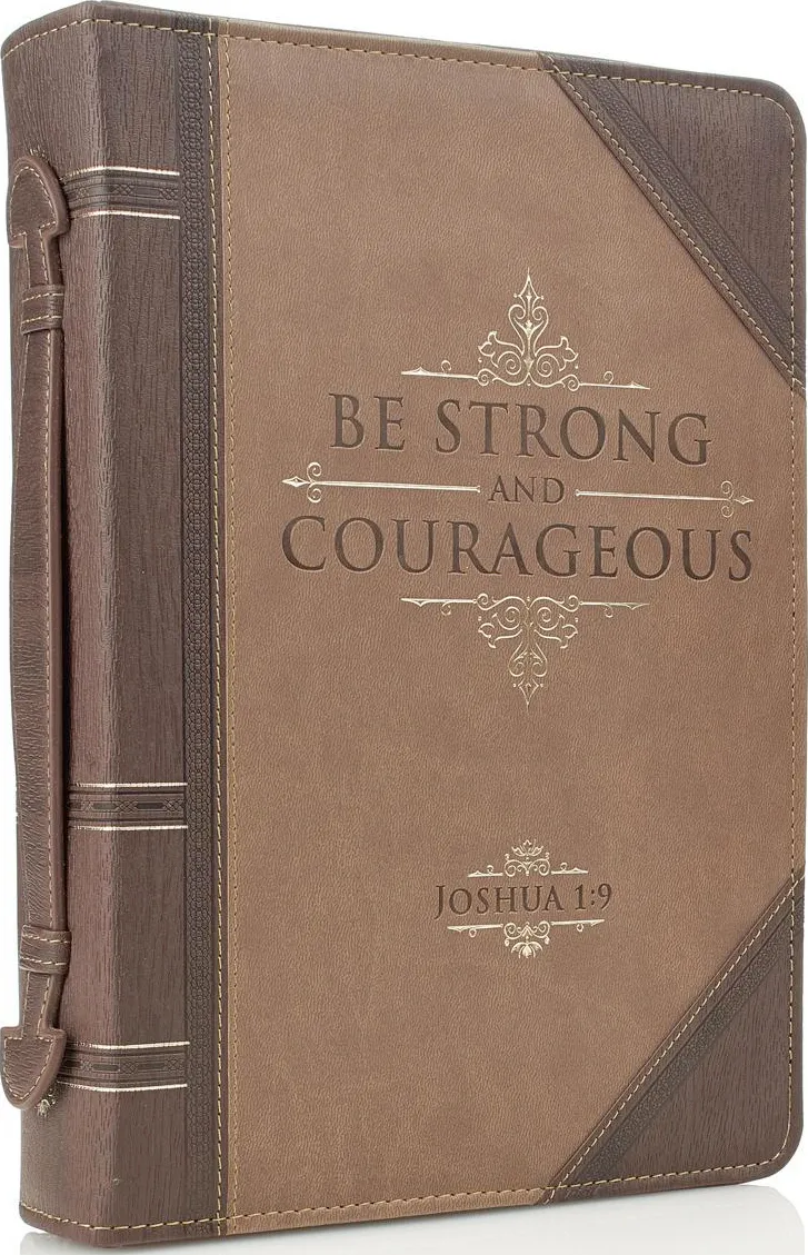 LISEUSE SIMILICUIR BRUN "BE STRONG AND COURAGEOUS"- MOYEN FORMAT