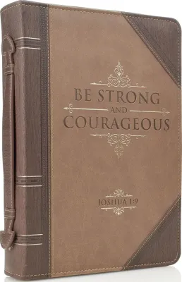 LISEUSE SIMILICUIR BRUN "BE STRONG AND COURAGEOUS"- MOYEN FORMAT