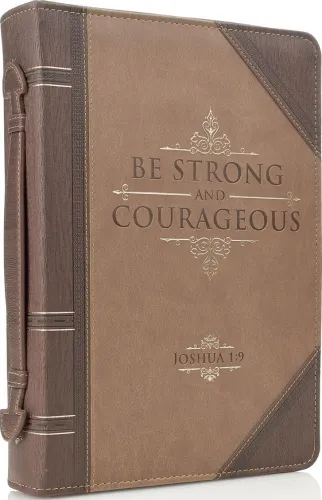LISEUSE SIMILICUIR BRUN "BE STRONG AND COURAGEOUS"- MOYEN FORMAT