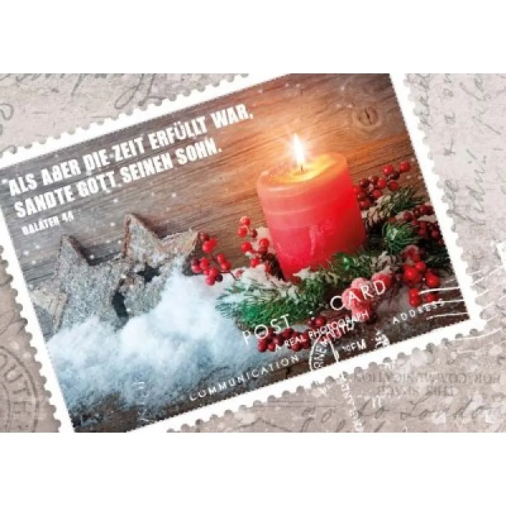 Rote Kerze, weihnachtlich - Postkarte - Serie mit 12 Stk.