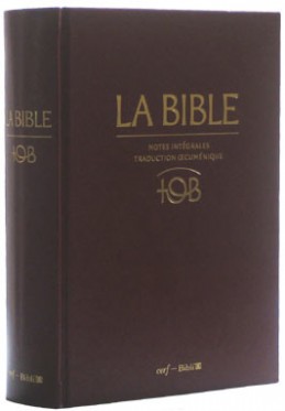 Bible d'étude TOB 2010, grand format, marron - couverture rigide, cuir, avec boîtier et livres...