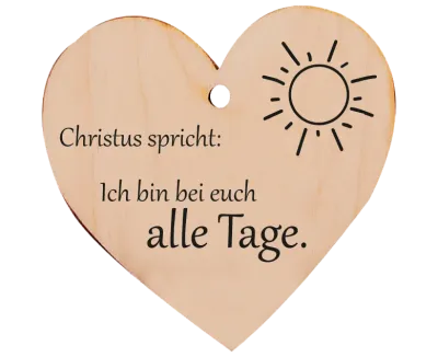 Holzherz Christus spricht: Ich bin bei euch alle Tage