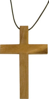 Holzkreuz mit Kunstlederband