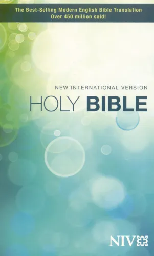 Anglais, Bible New International Version, compact, Paperback, couverture illustrée bleu/vert