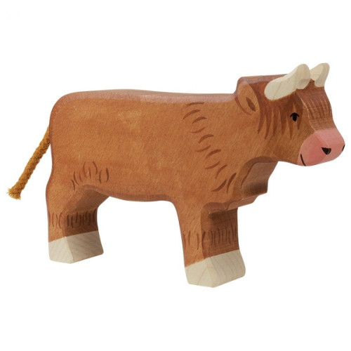 BOEUF DEBOUT- FIGURINE DE CRECHE EN BOIS PEINT