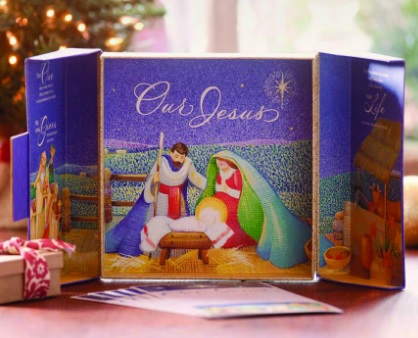 CARTE EN ANGLAIS, NOEL, "OUR JESUS" AVEC NATIVITE