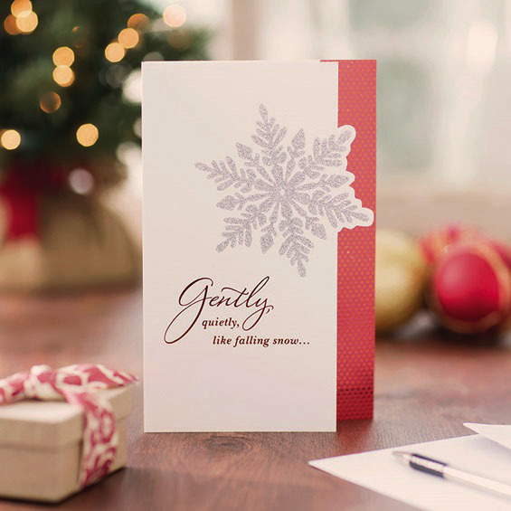 ANGLAIS, CARTE DE NOËL, GENTLY QUIETLY LIKE FALLING SNOW