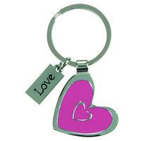 PORTE-CLES METAL LOVE COEUR ROSE