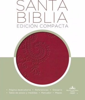 Espagnol, Bible Reina Valera 1960, compacte, similicuir, rouge avec motifs floraux