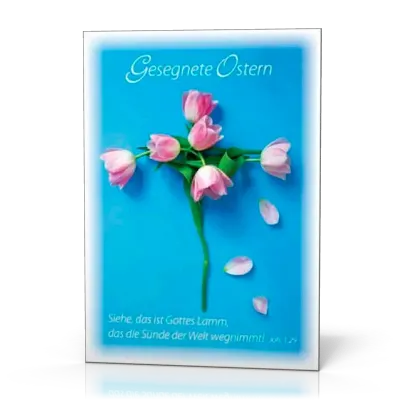 Doppelkarte Vogelhäuschen Ostern Tulpen