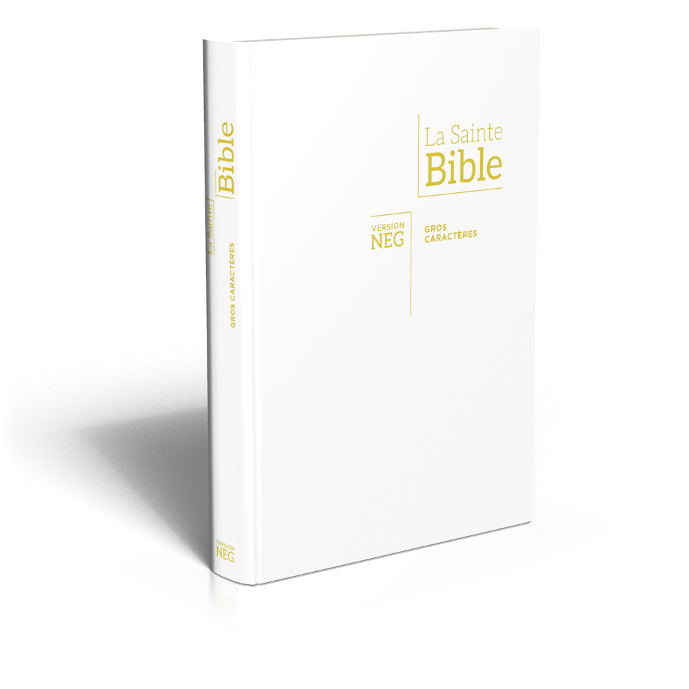 Bible Segond NEG, gros caractères, blanche - Couverture souple en Vivella, tranche or