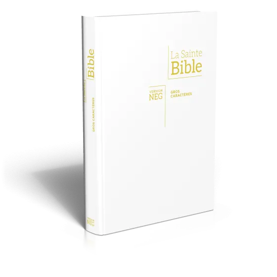 Bible Segond NEG, gros caractères, blanche - Couverture souple en Vivella, tranche or